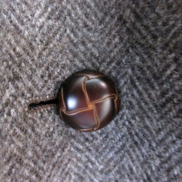 Adams Row Brown Wool Tweed Overcoat Top Coat Vintage Luxury Size 42 Made In USA - Picture 7 of 9